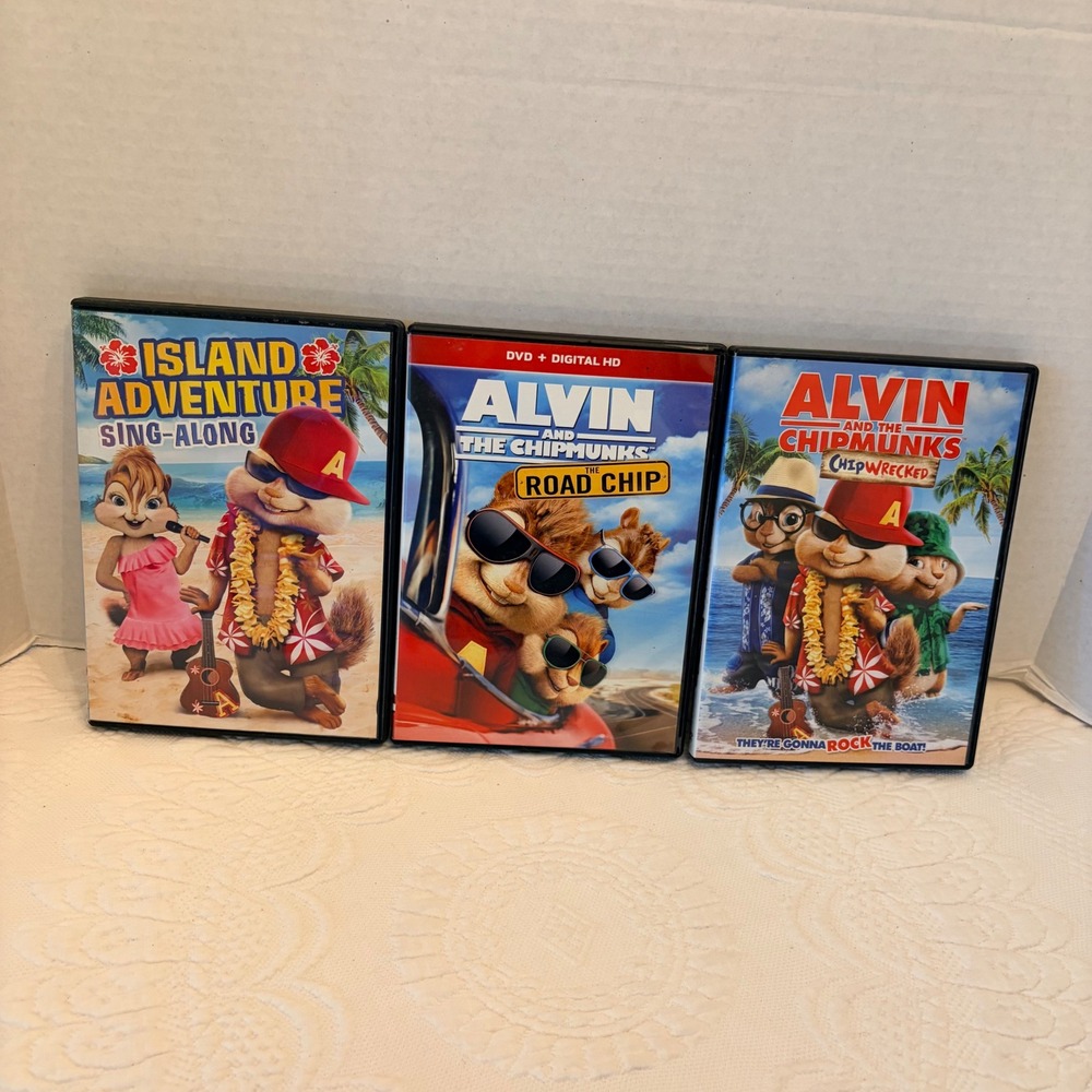 Alvin and the Chipmunks 3 DVD Lot Road Chip Chipwrecked Island Adventure